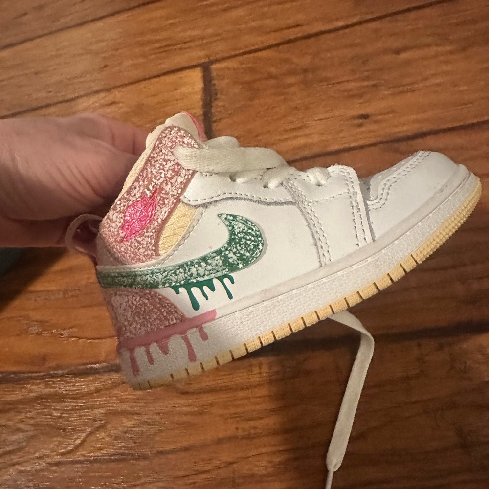 Nike Kids White and Pink High-Top Sneakers